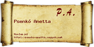 Psenkó Anetta névjegykártya